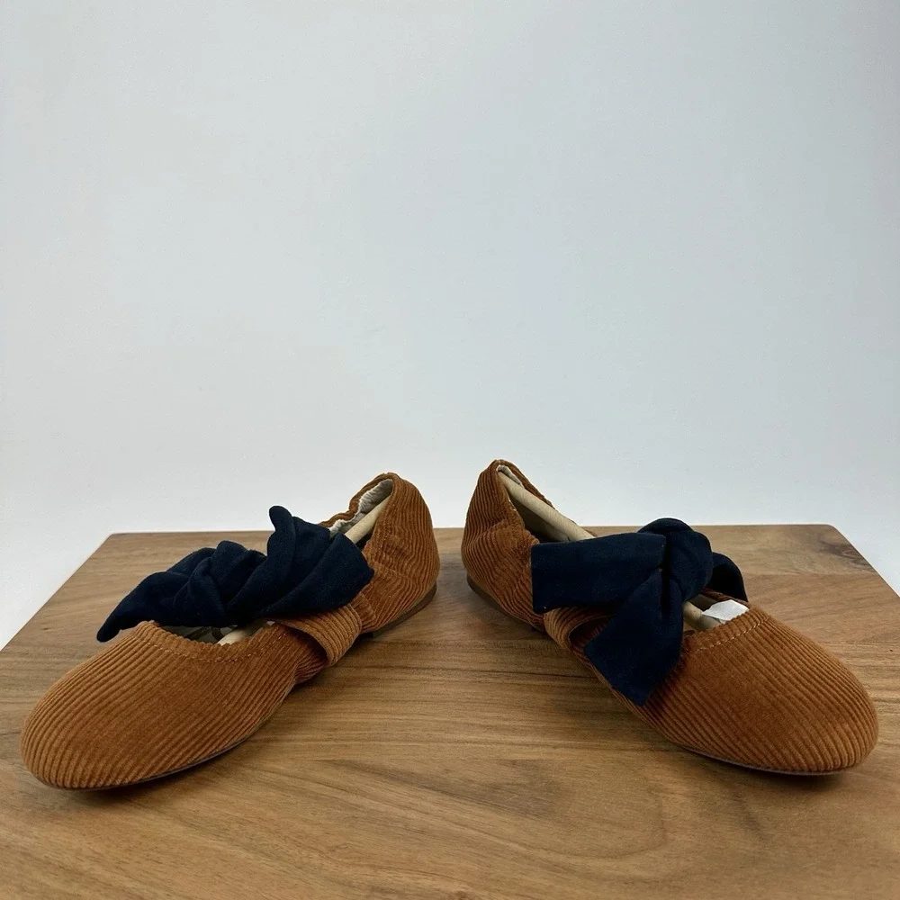 New Big Kids Sam Edelman Felicity Mustard/Navy Ballet Flats Shoes‎ Size 2 Y